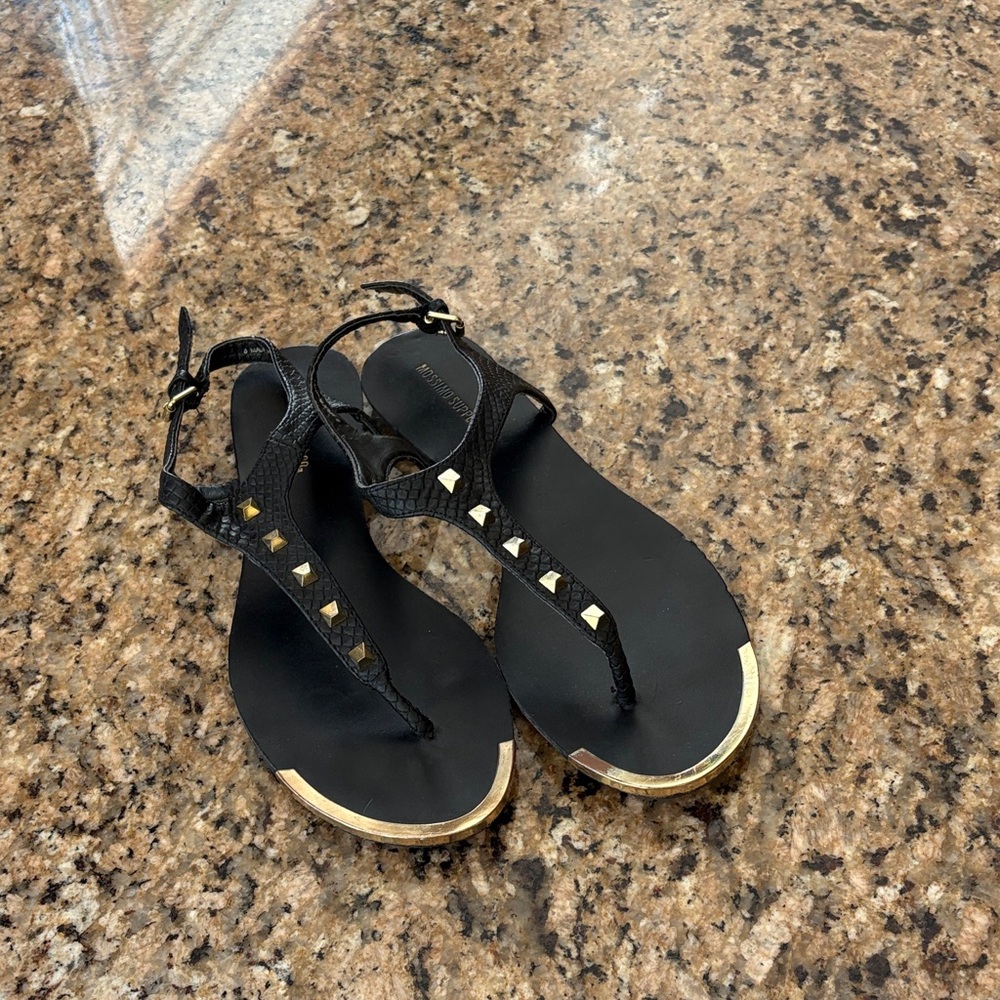 Mossimo Supply Co. Black Sandals with Gold Details